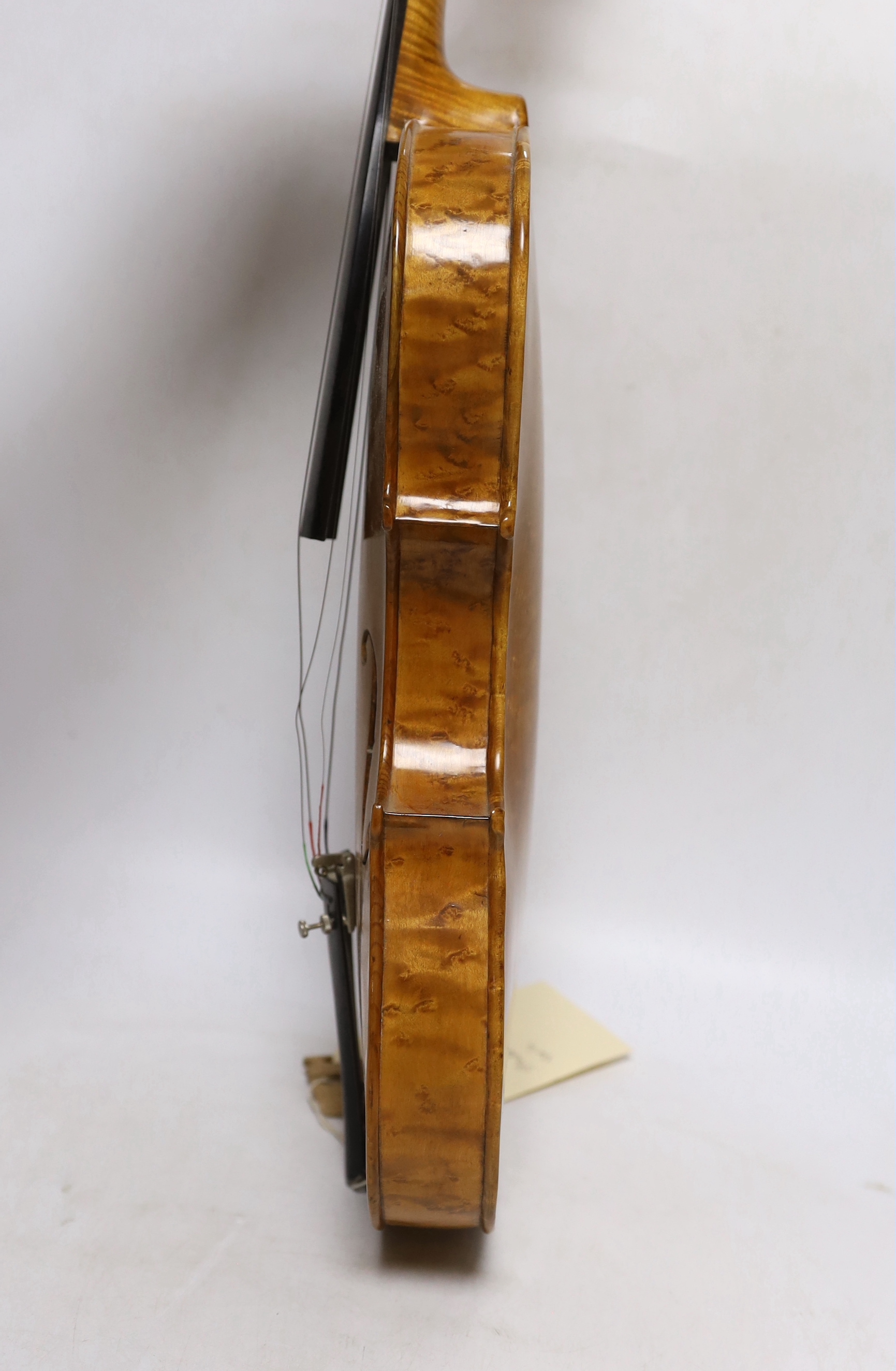 A bird's eye maple veneered student's violin, 58.5cm long